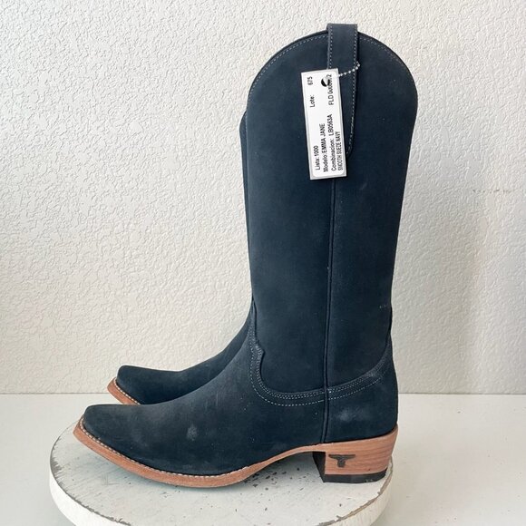 Lane EMMA JANE Womens Cowboy Boots 7.5 Navy Suede Western Cowgirl Mid Calf Tall - Picture 4 of 12